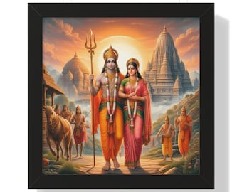 Framed Sita Ram Photo, Ayodhya Hindu Art Print