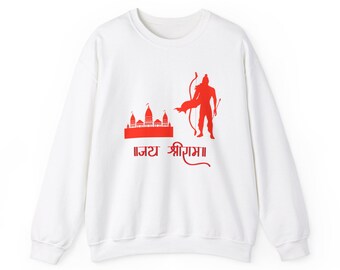 Jai Shri Ram Sweatshirt, Ayodhya Temple, Hindu Unisex Crewneck