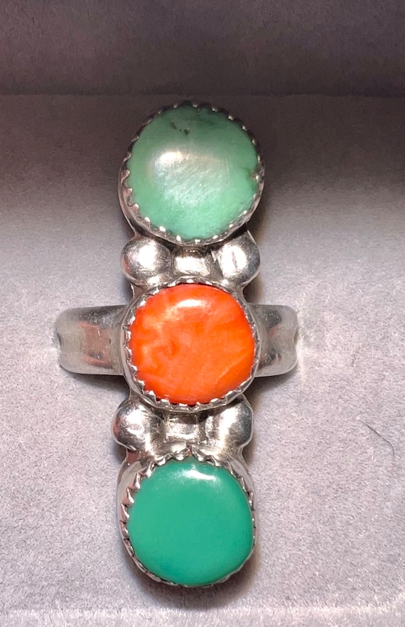 Vintage Turquoise, Carnelian, and Chrysoprase 3 S… - image 1