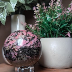Rhodonite Sphere: Pink and Black Crystal Ball (3" Diameter)