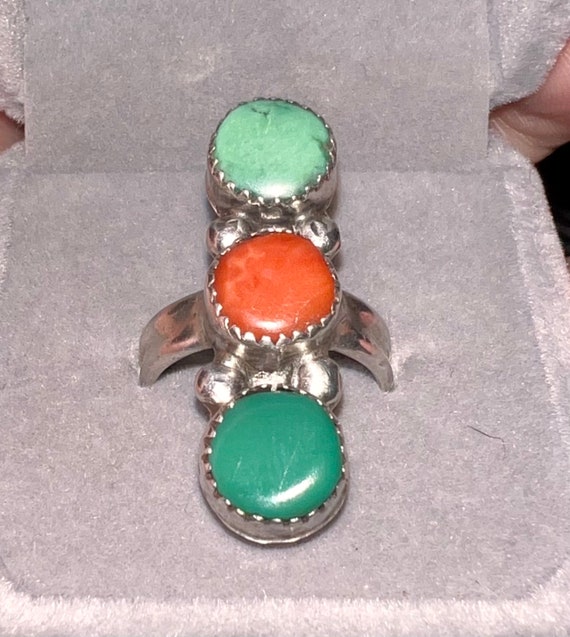Vintage Turquoise, Carnelian, and Chrysoprase 3 S… - image 3