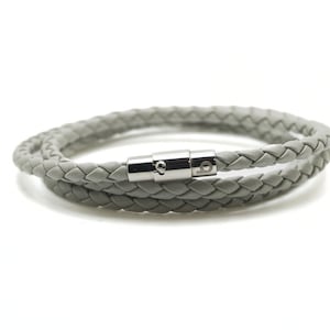 Old Fashioned Contemporary Gray Braided Leather Bracelet