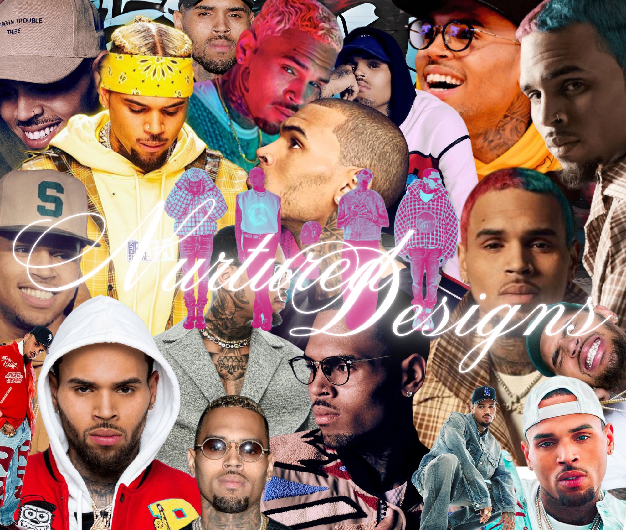 Chris Brown Collage Sublimation Design 20oz