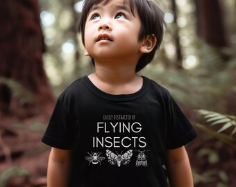 Kids Insects Shirt, Easily Distracted By Flying Insects, Entomology tee, child bug T-shirt, Insect Lover gift, Shirt for Bug Lover kid tee