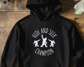 Funny Bigfoot Kids Hoodie Sasquatch Graphic Sweatshirt Yeti Pullover for Boys Girls Toddler Cryptid Outfit Cute Camping Forest Adventure Tee
