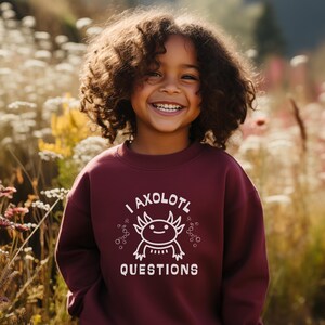 Kids Axolotl Sweatshirt, Cottagecore Jumper, Kids Wildlife Graphic Top, Quirky animal sweatshirt, Axolotl Lover Gift, Cute Kids Sweatshirt