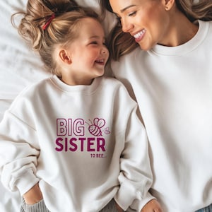 Sweat-shirt grande soeur fille future grande soeur pull faire-part de grossesse tenue frère et soeur cadeau pull pour grande soeur promue grande soeur
