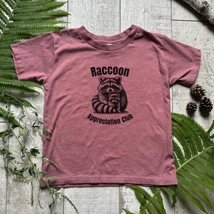 Toddler Raccoon Tee, funny Graphic Shirt, Cute Toddler shirt, natural shirt kids, camp and cottage apparel, trash panda tshirt, raccoon gift