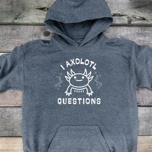 Axolotl Kids Hoodie, Cute Animal Sweatshirt for Children, Funny Amphibian Jumper, boys girls graphic hoodie, funny Axolotl youth shirt
