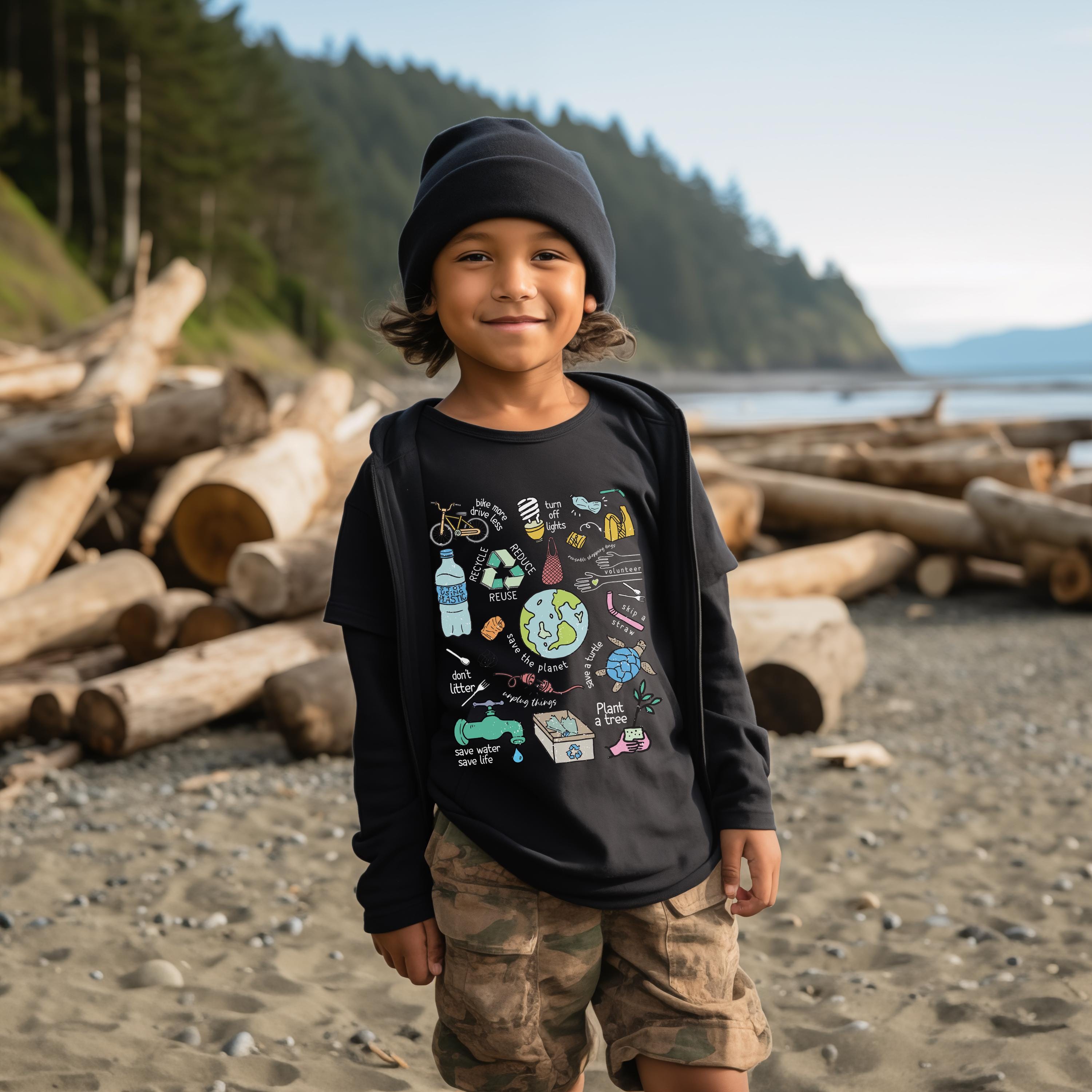 161681orion×ScoLar save the planet PK L Save the Planet Kids T-shirt Environmental Shirt for Kids STEM