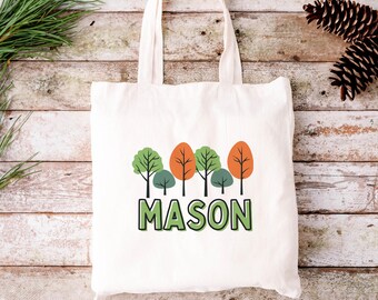 Personalized Name Tote Bag Forest School Tote Gift Custom Kids Name Tote Bag Library bag Customized Name Gift For child Kids School Bag