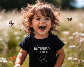 Toddler T-Shirt - Professional Butterfly Hunter,  Outdoor adventure kids, modern vibe kid, cottagecore child Tshirt, nature child gift