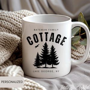 Personalized Family Cottage Mug customized Lake House Gift Perfect Housewarming New Cabin Cottage Owners Gift Custom family cottage mug