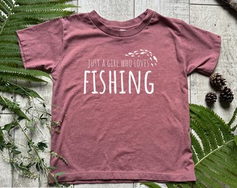 Toddler Girls Fishing T-shirt, retro t-shirt, cottagecore camp clothes, outdoor adventure graphic tee, fishing t-shirt, girls who fish  gift