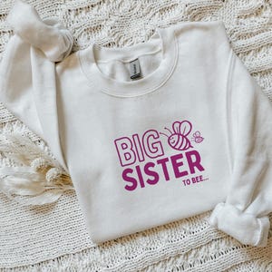 Sweat-shirt grande soeur fille future grande soeur pull tenue d&#39;annonce de grossesse frère et soeur cadeau pull promu au rang de grande soeur sweat à capuche