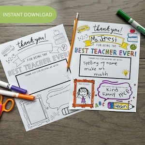 Lehrer Wertschätzung Printable Danke Lehrer Geschenke Lehrer Wertschätzung Woche Geschenk Malseiten Schule Kinder Sofortiger digitaler Download