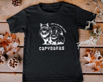 Capybara Kids T-Shirt, Retro Style Graphic Tee, Cute Capybara Design, Nature Lover Gift for Kids, Cottagecore Animal Shirt, Outdoor Play Tee
