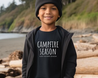 Retro Kids T-Shirt - Kids Campfire Tshirt, Bonfire Graphic Tee, cottagecore kids, Fall clothes, Campfire t-shirt, Smores tee, Campfire gift