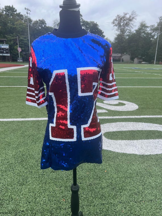 buffalo bills sequin dress Buffalo #1 Fan Football Sequin Jersey Dress