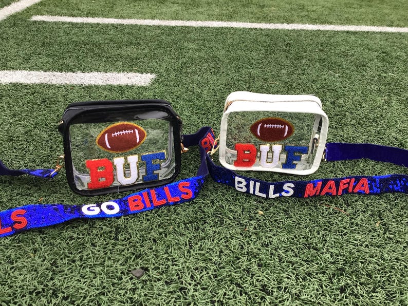 Buffalo Bills Clear Stadium Bag: Sequin Bills Mafia Purse Strap, NFL