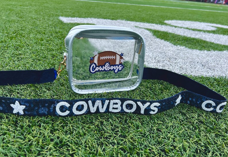 Dallas Cowboys Clear Stadium Bag With Sequin Strap - NFL Approved