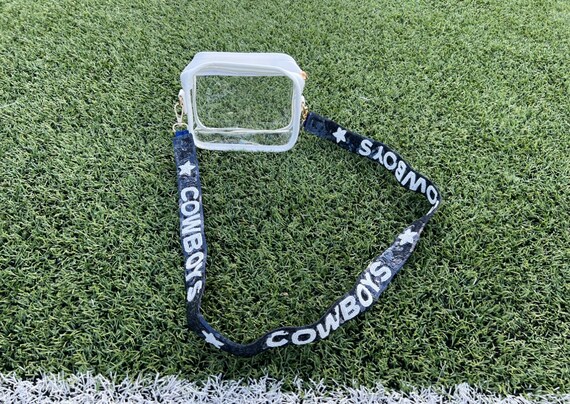 Dallas Cowboys Stadium Approved Clear Bag With Custom Sequin Beaded Strap Clear Bag Clear Stadium Bag Clear Purse NFL Bag Stadium Approved Etsy