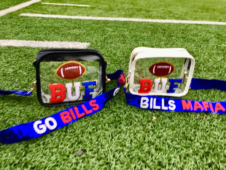 Buffalo Bills Clear Stadium Bag: Sequin Bills Mafia Purse Strap, NFL