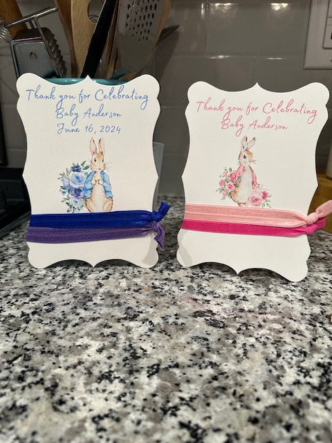 Beatrix Potter Peter Rabbit Baby Shower diaper raffle Y2K Grand Millennial floral Favors party favor party gift elastic hair ties