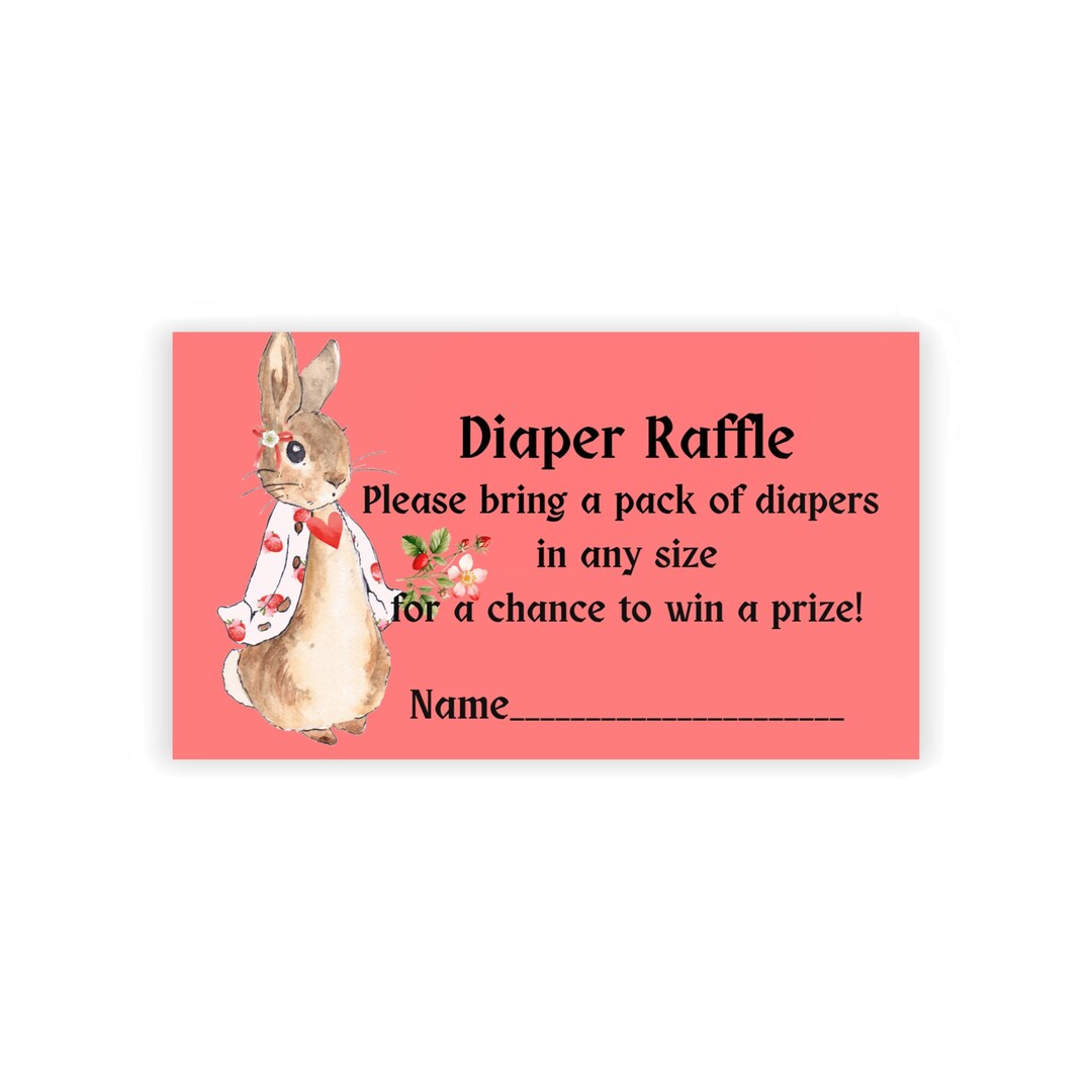 Peter Rabbit Diaper Raffle Peter Rabbit Flopsy Beatrix Potter Diaper Raffle Baby Shower New Mom ...