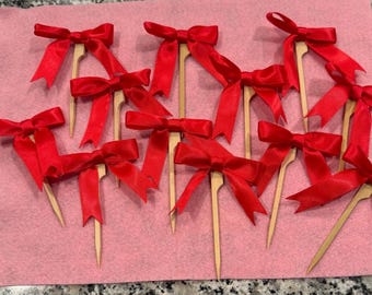 Cupcake toppers met rode of bordeauxrode strik kerstvakantie verjaardag vrijgezellenfeest vrijgezellenfeest cupcake toppers
