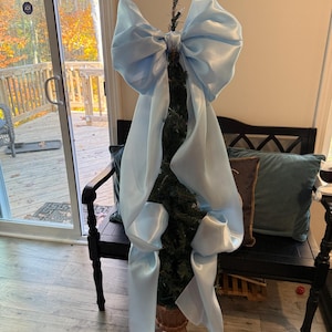 Baby blue or navy tree bow large gift bow door bow wreath bow tree topper Christmas decor
