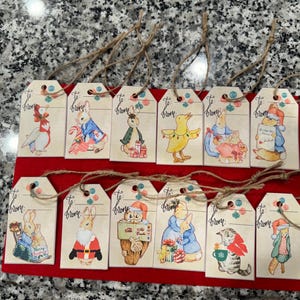 Christmas holiday Beatrix Potter Peter Rabbit and friends gift or thank you tag