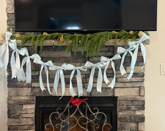 Blue Bow garland baby shower cake smash Decor love shack  Bridal Shower Coquette She's Tying the Knot Bow Bachelorette nursery dorm decor