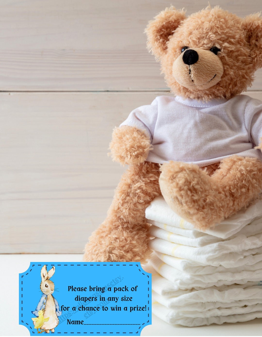 Peter Rabbit Diaper Raffle Beatrix Potter Peter Rabbit or Flopsy Baby Shower Diaper Raffle Tickets ...