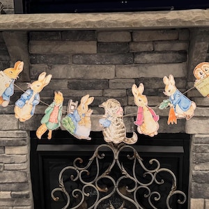 Peter Rabbit ghirlanda di compleanno baby shower nursery decor 12 mesi banner cake smash decorazioni vintage Beatrix Potter download immediato