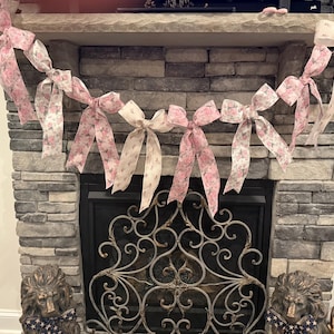 Pink vintage rose floral bow garland baby shower cake smash Bridal Shower sweet 16 She&#39;s Tying the Knot Pink Bow Bach nursery decor