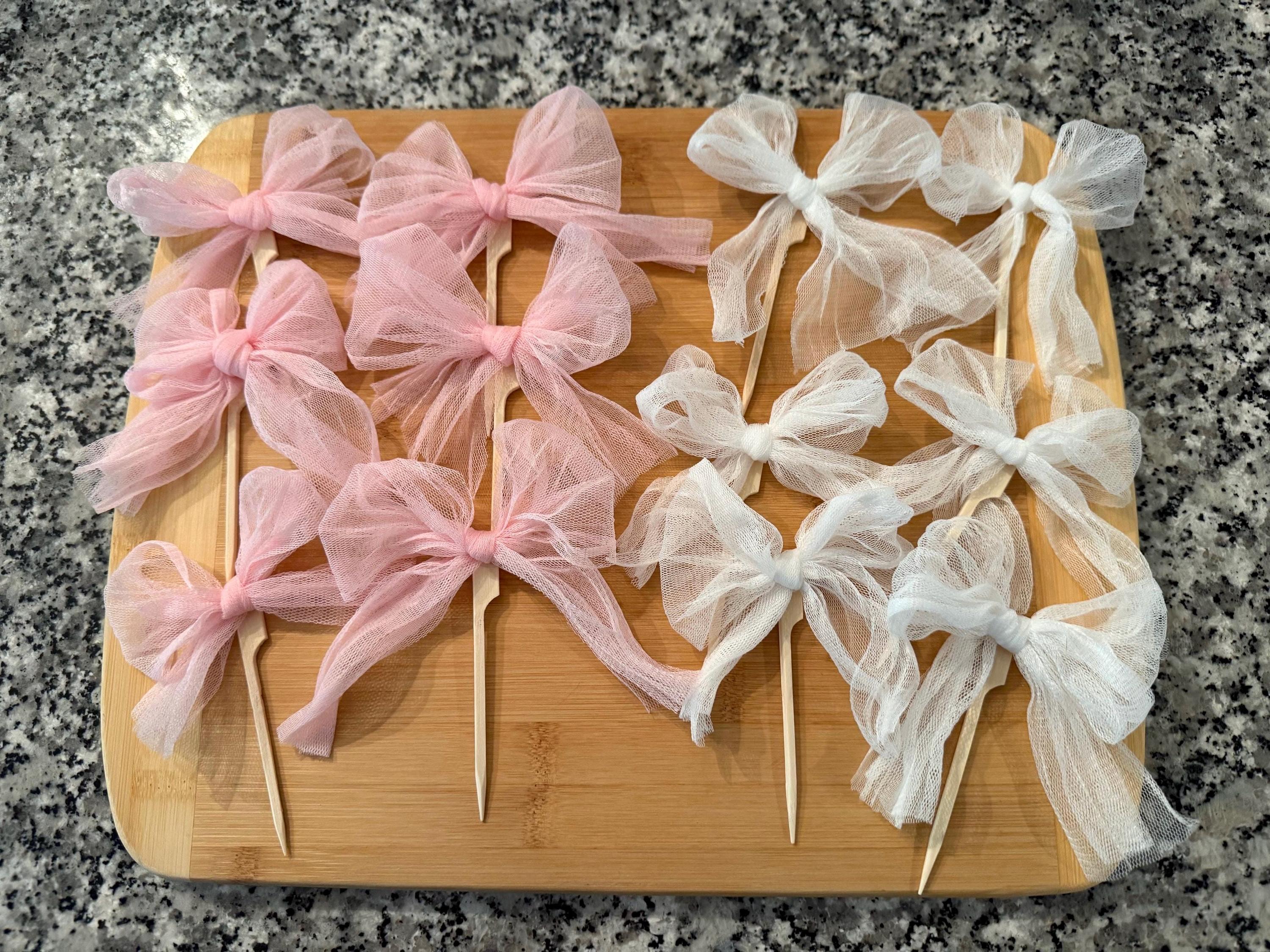 Rag Bow Bow Cupcake Toppers Baby Shower Birthday Cake Smash Bridal ...