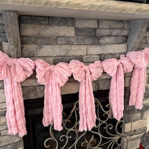 Baby pink Bow garland rag bow baby shower cake smash Bridal Shower She's Tying the Knot Pink Bow Bachelorette nursery or dorm decor