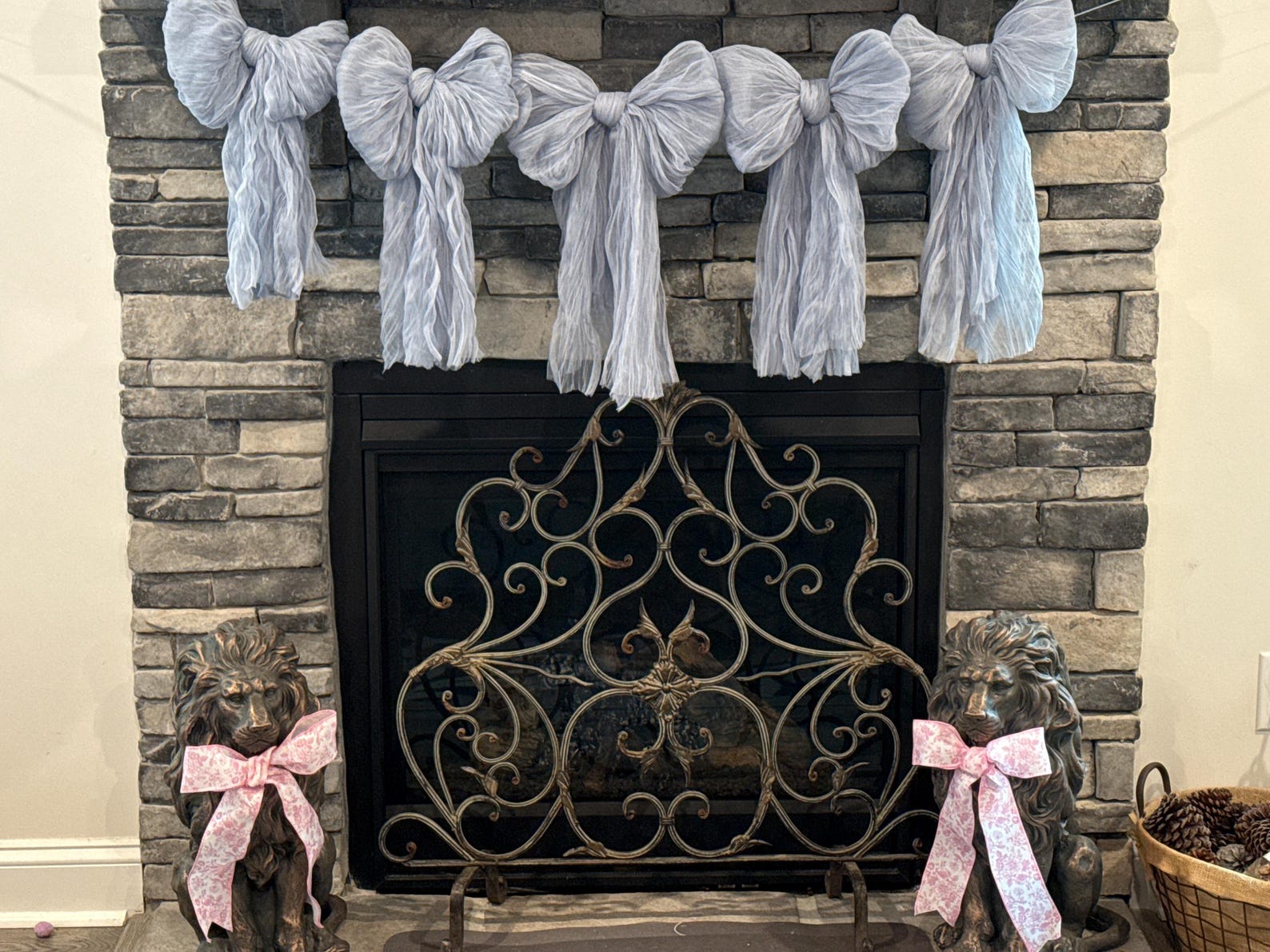 Baby Pink Bow Garland Rag Bow Baby Shower Cake Smash Bridal Shower She ...
