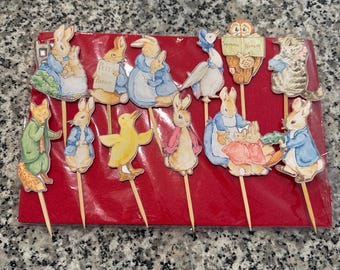 Beatrix Potter Peter rabbit and friends custom or blank  vintage bunny Baby Shower cupcake toppers or place cards cake smash birthday