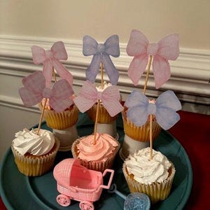 Bow theme watercolor cupcake toppers Party Decor Baby shower Bridal Shower She&#39;s Tying the Knot engagement party Bachelorette