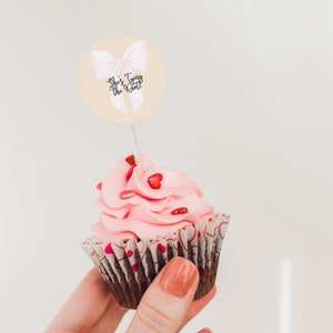 White bow coquette cupcake toppers Party Decor Bridal Shower She&#39;s Tying the Knot White Bow Bachelorette