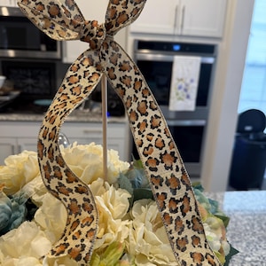 Leopard animal wild one jungle theme bow cake topper floral pick she&#39;s tying the knot bachelorette engagement party decor