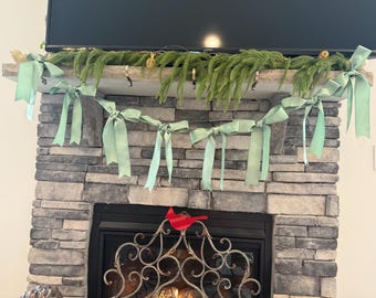 Sage or emerald Green Bow garland baby shower cake smash Decor Bridal Shower dorm Tying the Knot dorm room Bach nursery decor