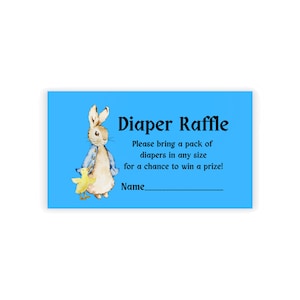 Peter Rabbit Beatrix Potter Rifa de pañales baby shower Rifa de nueva mamá Tarjetas