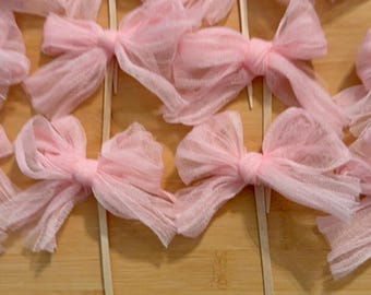 Rag bow strik cupcake toppers babyshower verjaardag cake smash vrijgezellenfeest vrijgezellenfeest cupcake toppers