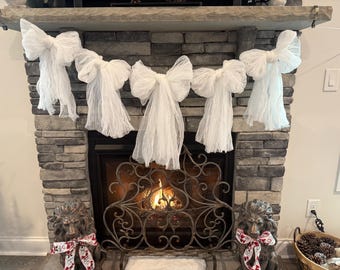 White rag Bow garland christening baptism baby shower cake smash Bridal Shower She's Tying the Knot Pink Bow Bachelorette nursery decor