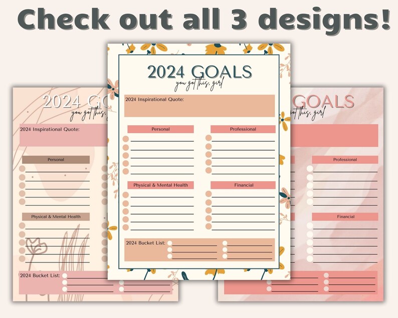 2024 Goals Planner Printable, 2024 Goal Planning, New Years Resolution