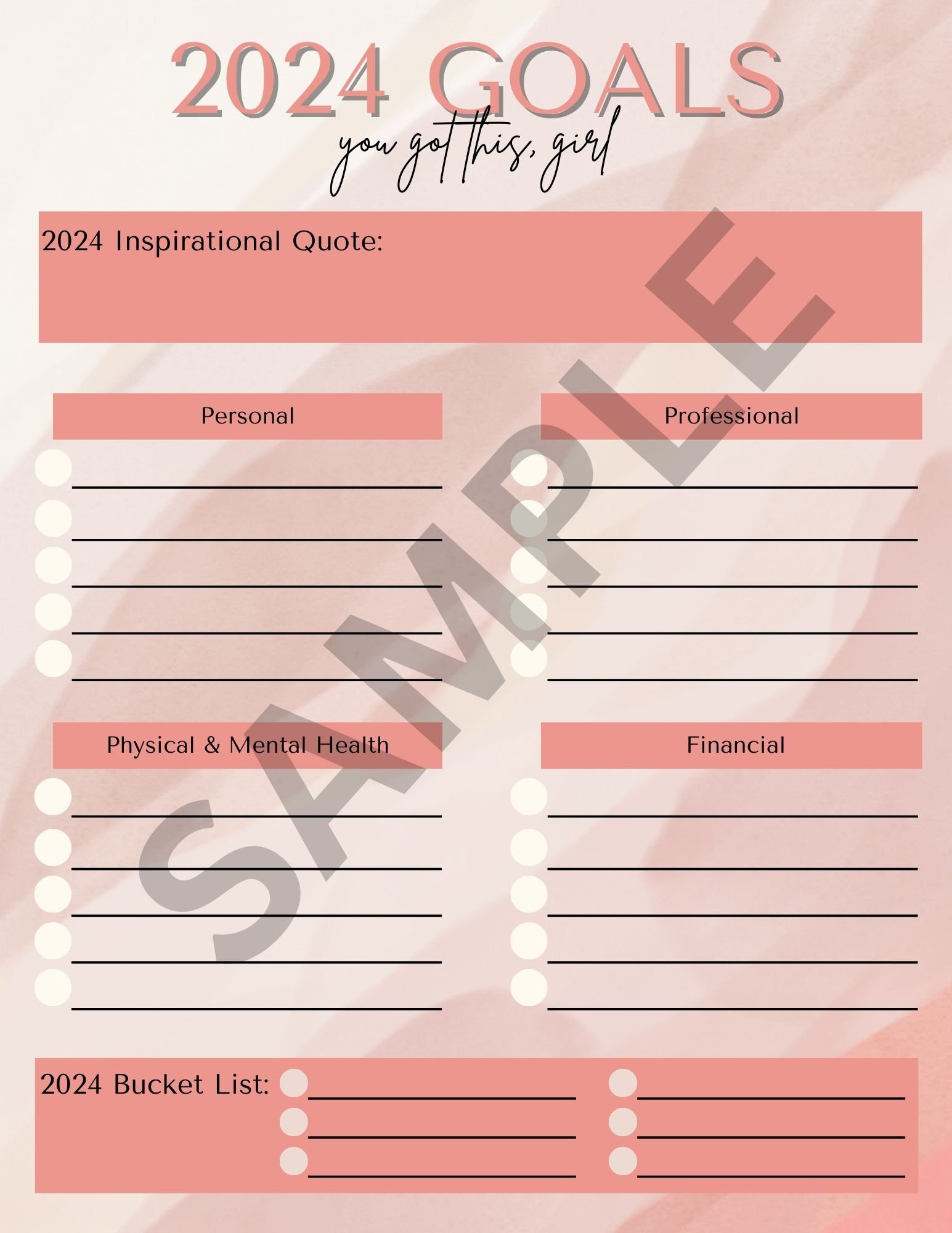 2024 Goals Planner Printable 2024 Goal Planning New Years Resolution