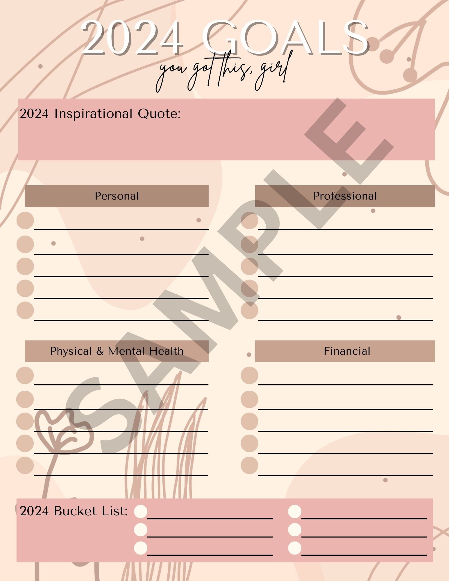 2024 Goals Planner Printable 2024 Goal Planning New Years Resolution